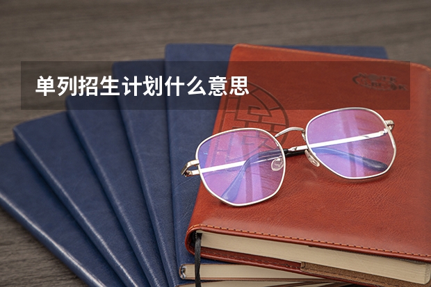 单列招生计划什么意思